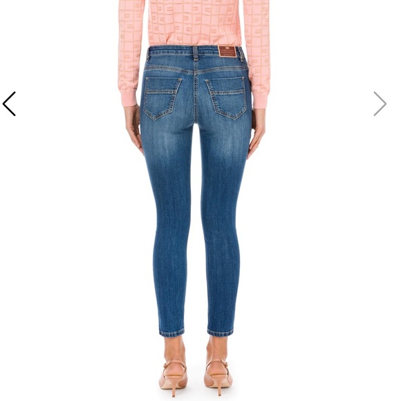 Elisabetta Franchi Gold Skinny Crop Denim Jeans - Picture 2 of 14